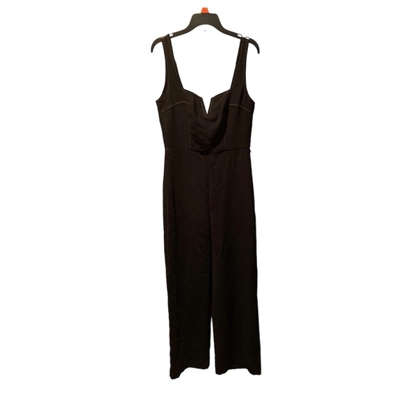 Topshop Hexagon Trim Jumpsuit in Black Size 2 NWT FLAWED - Picture 1 of 8